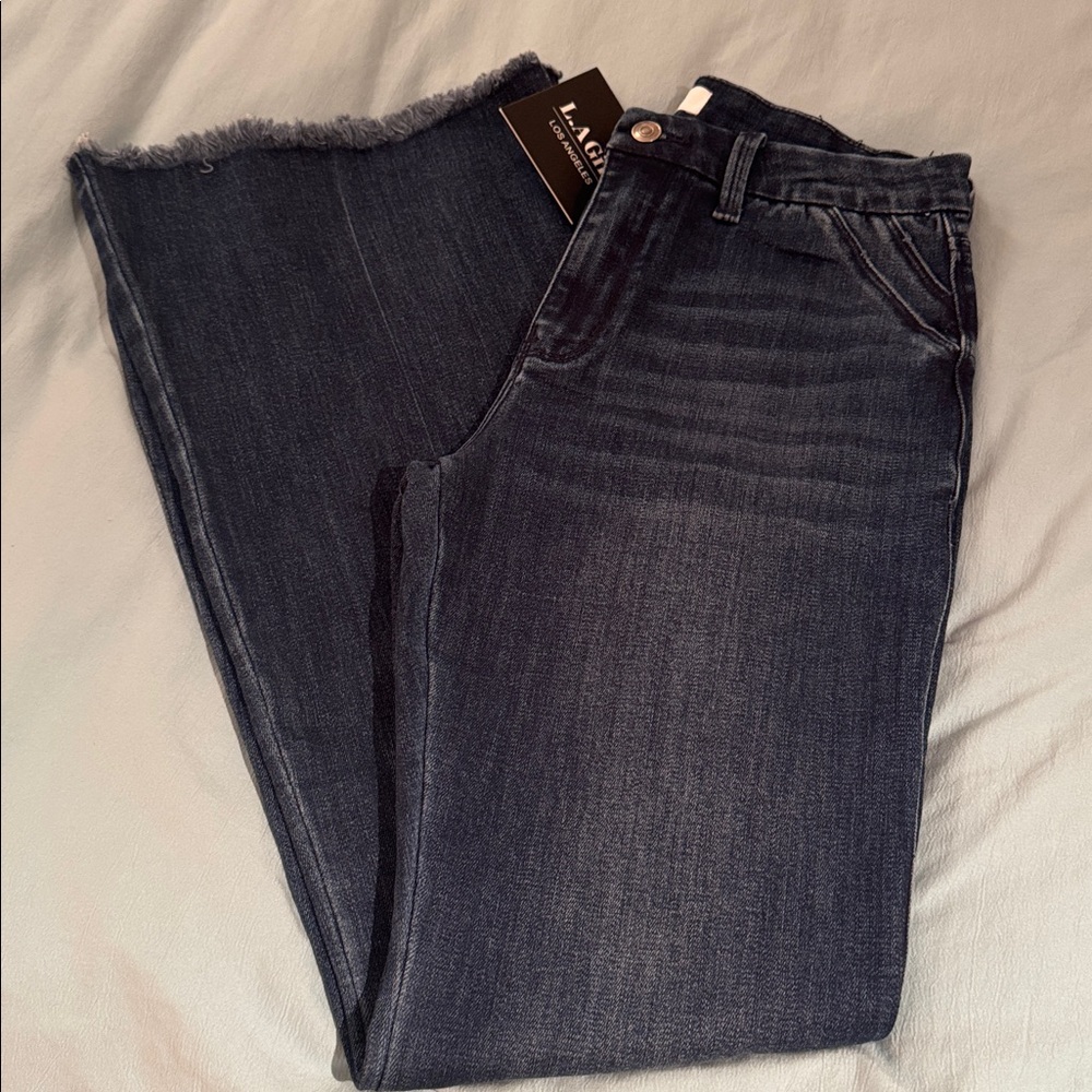 NWT!! LA Girl Dark Flare Jeans mica denim sz 11